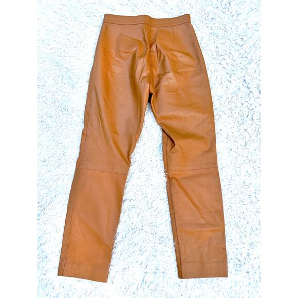 Vintage 80s PumpkinSpice SmoothGrained Leather Pants HighWaist Fall Thanksgiving - Picture 4 of 11